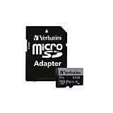 Verbatim MicroSDXC Pro 64GB Class 10 - UHS-I - Inclusief Adapter