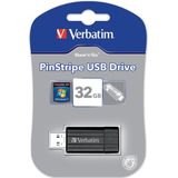 Verbatim PinStripe USB 2.0 stick, 32 GB, zwart