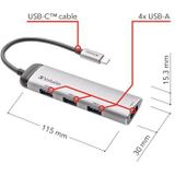 Verbatim USB 3.2 Gen 1 Hub - 4 Poorten - USB-C - Grijs