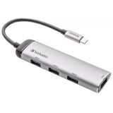 Verbatim USB 3.2 Gen 1 Hub - 4 Poorten - USB-C - Grijs