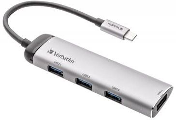 Verbatim USB 3.2 Gen 1 Hub - 4 Poorten - USB-C - Grijs