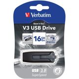 VERBATIM Store 'n' Go V3 USB I USB 3.2 Gen 1 I 16 GB I USB-stick met schuifmechanisme I USB-3 met SuperSpeed I extern geheugen voor laptop en andere I zwart