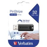 Verbatim PinStripe USB-stick Zwart 32 GB USB 3.0