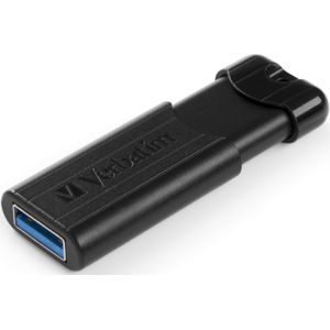 Verbatim USB 3.2 Stick 64GB, PinStripe, zwart Type-A, (R) 30MB/s, (W) 10MB/s, blisterverpakking