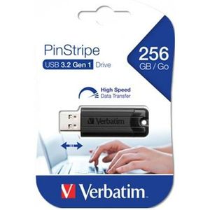 Verbatim USB 3.2 Stick 256GB, PinStripe, schwarz Typ-A, (R) 30MB s, (W) 10MB s, Retail-Blister