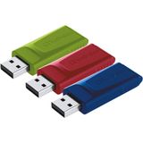 Verbatim Slider USB-stick 16 GB - Rood Blauw Groen - USB 2.0