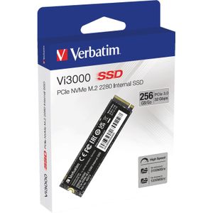 Verbatim Vi3000 PCIe NVMe M.2 SSD 256GB - zwart Kunststof 49373