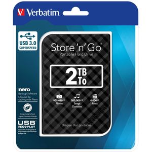 Verbatim Draagbare vaste Store 'n' Go-schijf met USB 3.0 van 2 TB Black