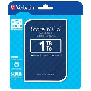 Verbatim Draagbare vaste Store 'n' Go-schijf met USB 3.0 van 1 TB - Blauw