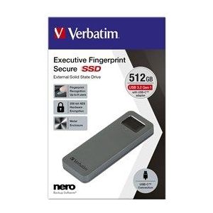 Verbatim Fingerprint Secure SSD USB 512GB - zilver Aluminium 53656