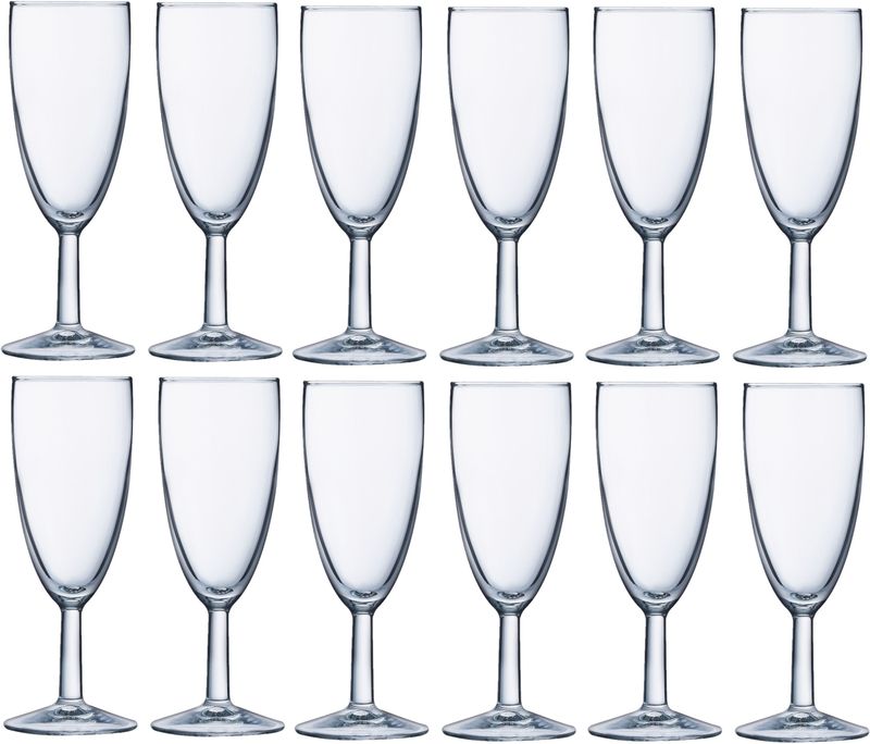 Set van 12x stuks champagneglazen transparant 150 ml