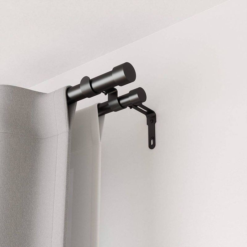 Umbra - Cappa - Verstelbare Dubbele Gordijnroede - Geborsteld Zwart - 91-168 cm - Diameter 2,5 cm