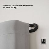 Umbra - Midnight - Dubbele Stang - Uittrekbaar van 107 tot 305 cm - Voor Verduisteringsgordijnen - D19 mm