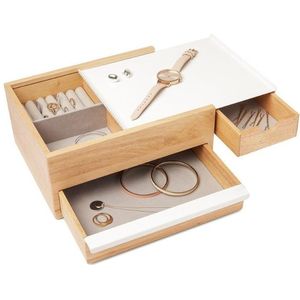 Umbra - Stowit - Opbergbox - Wit/naturel - Hout - 26x22x12cm