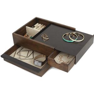 Umbra - Stowit - Opbergbox - Zwart/Walnoot - Rubberhout