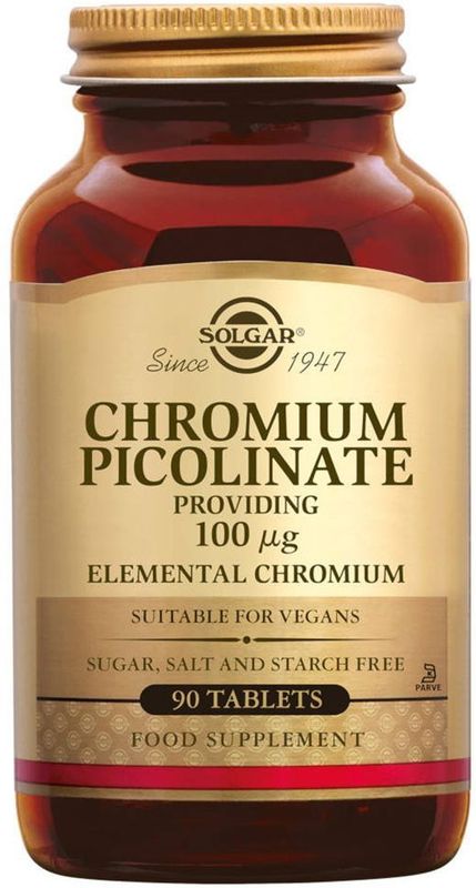 Solgar - Chromium Picolinate - 100 mcg - 90 Tabletten - Mineralen