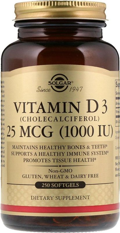 Solgar Vitamins Vitamin D 3 (Cholecalciferol) 25 mcg/1000 IU