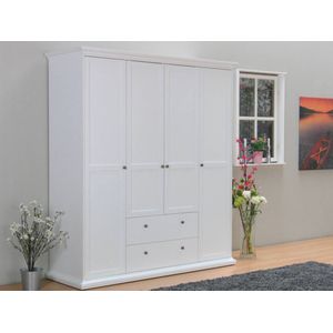 Garderobekast wit met 4 deuren en 2 laden Venetië 181x201x61 cm