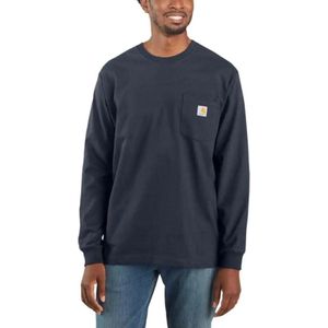 Carhartt K126 Heavyweight LS Pocket Navy T Shirt Heren