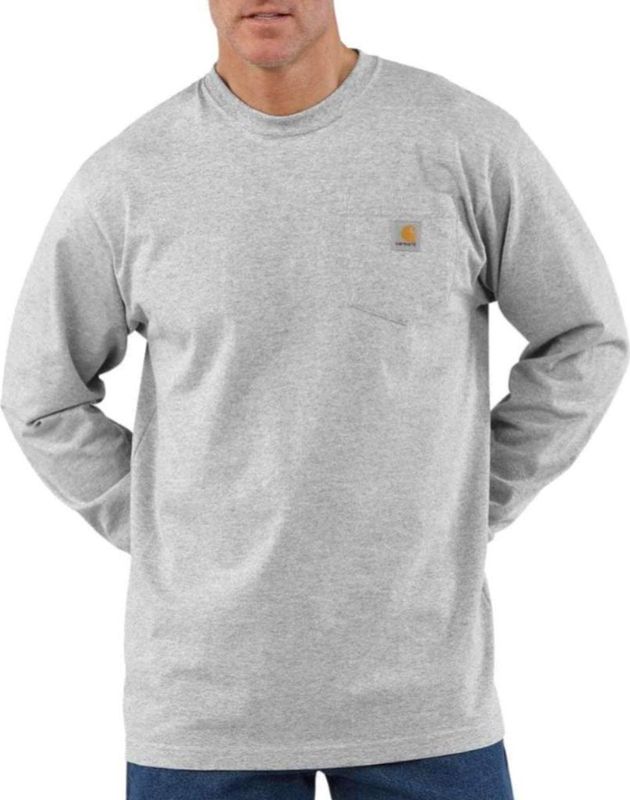 Carhartt Pocket T Shirt lang mouw Heren Heather Grey (valt als)