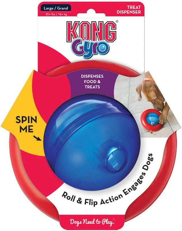Kong Gyro Voerbal L - Rood/Blauw - 17 x 17 x 9.5 cm
