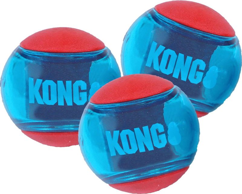 KONG Dog Toy Squeezz Action Ball Red Small (3-Pack)