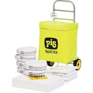 PIG Kit voor noodgevallen in trolley, uitvoering olie, absorbeert 54,3 l