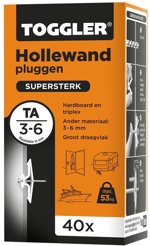 Hollewandpluggen  Toggler  Ta  Doos 40 Stuks