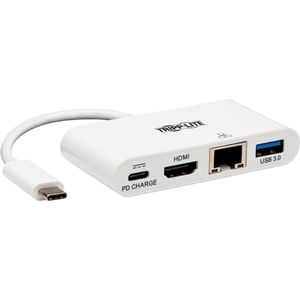 Tripp Lite U444-06N-H4GU-C USB-C (Type-C) naar HDMI 4K adapter met USB-A, USB-C PD opladen en Gigabit Ethernet, USB 3.1 Gen 1, Thunderbolt 3 Compatibel, 4K x 2K @30Hz