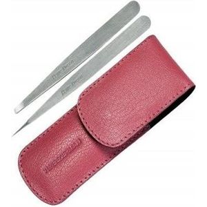 Tweezerman Pink Leather Case Slant And Point Set 2 Pieces