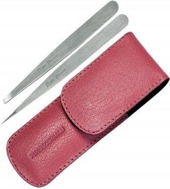 Tweezerman Pink Leather Case Slant And Point Set 2 Pieces