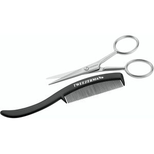 Tweezerman - Moustache Schaar & Kam - Baardverzorging Set - 2 Stuks