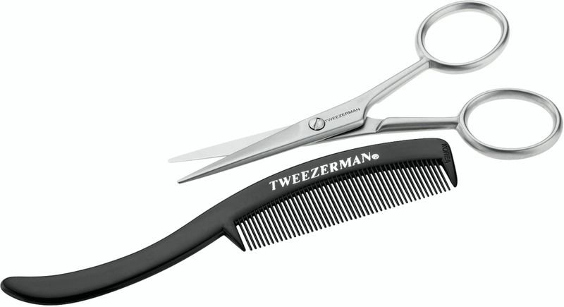 Tweezerman - Moustache Schaar & Kam - Baardverzorging Set - 2 Stuks