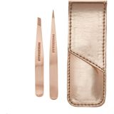 Tweezerman Petite Rosé Gold Set - Inclusief etui - Epileer pincet - Point pincet - Cadeau set - Wenkbrauwen epileren