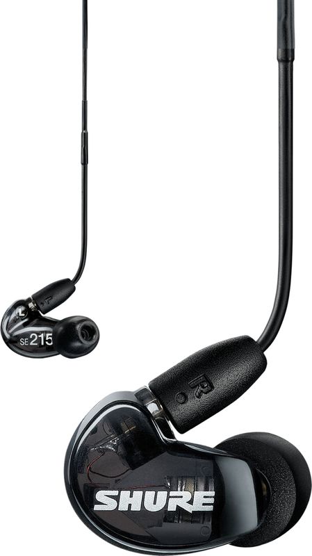 Shure SE215-CL professionele oordopjes met Sound IsolatingTM design, dynamische microdriver en transparante kabel met 3,5 mm jack voor transparant geluid met diepe bassen