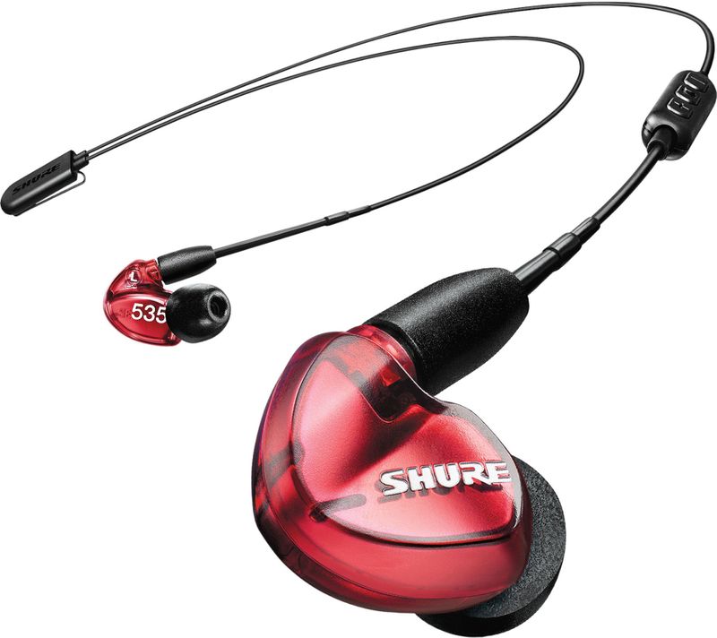 Shure SE535 - In-Ear Monitor - Transparant Rood - Drie Microdrivers per Kant