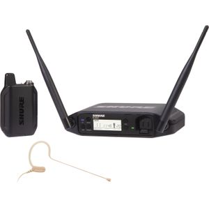 Shure GLXD14+/MX53 Dual Band Pro Digitaal Draadloos Microfoonsysteem voor Uitzending, Kerk, Presentaties - 12 uur Batterijduur, 30m Bereik | MX153 Headset Mic, Enkel Kanaal Ontvanger.