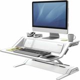 Sitz-Steh Workstation Fellowes Lotus™ DX, Monitorplattform & Tastaturablage, Ladestation & 2 x USB, höhenverstellbar, Microban®-Beschichtung, weiß