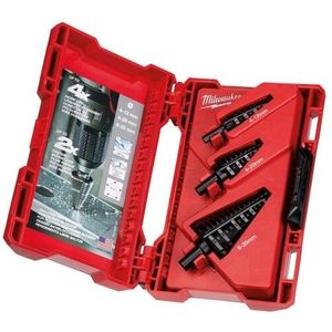 Milwaukee - Stappenboorset 3-Delig - Inhoud: 4-12 mm / 1,4-20 mm / 6-35 mm - Staal - Zwarte Oxidecoating