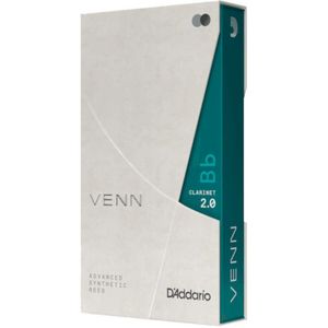 D'Addario VENN G2 synthetische klarinetriet - Bb klarinetriet met geavanceerde synthetische rietconstructie van polymeervezels, hars, natuurlijke stok - sterkte 2.0