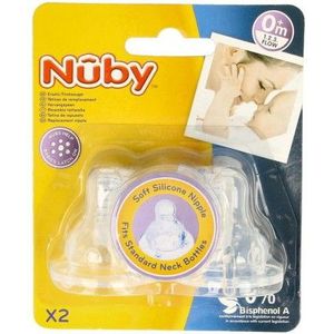 Nûby - Natural Touch Softflex 1.2.3. Flow - Flessenspenen - Silicone - 2 Stuks