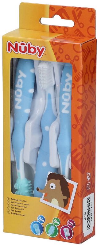 Nuby Tandenborstelset - Blauw - +3m