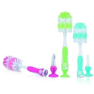 Nûby - 2-in-1 Flessenreiniger - Nylon - Handgriff van Zacht Materiaal