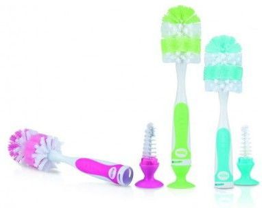 Nûby - 2-in-1 Flessenreiniger - Nylon - Handgriff van Zacht Materiaal