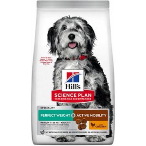 Hills Science plan Adult Perfect weight & Active mobility Medium breed hond Zakje 12kg