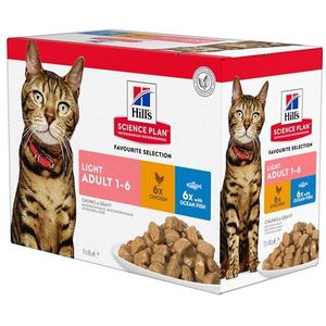 Hill's Science Plan Adult Light Huhn & Meeresfisch - Huhn- und Meeresfisch Mix (12 x 85 g)