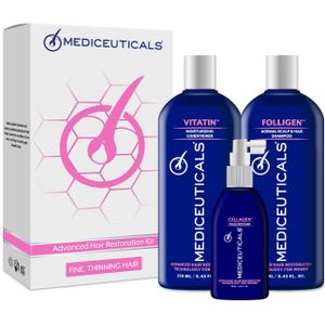 Mediceuticals - Women Kit - Haargroeimiddelen - Folligen Shampoo 250ml - Vitatin Conditioner 250ml - Cellagen Revitalizer 125ml