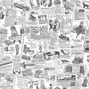 Homestyle - Krantenprint Behang - Zwart en Wit - Papier - 0,53 x 10 m