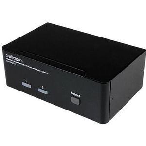 StarTech.com 2-poort Dubbele DisplayPort USB KVM-switch met Audio en USB 2.0-hub