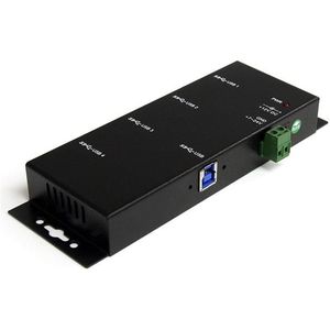 StarTech Opzetbare 4-poorts Robuuste Industriële (USB-B, 4 Havens), Docking station + USB-hub, Zwart